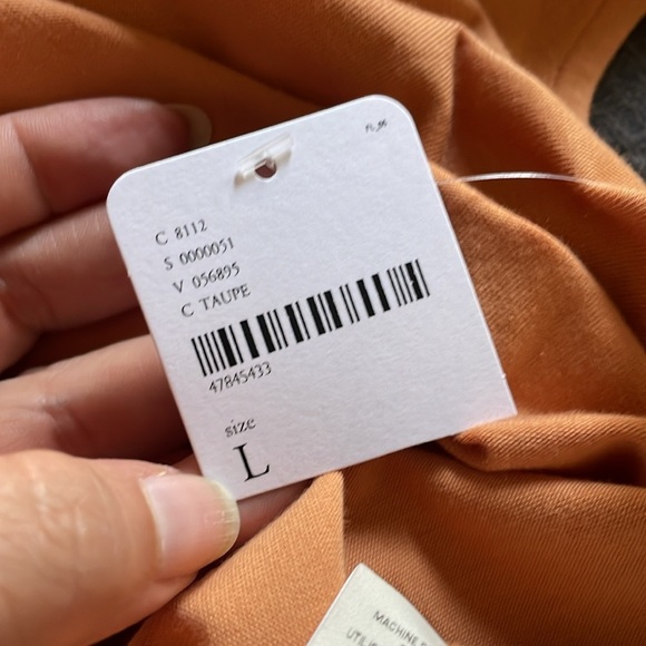 Free People‎ Taupe Orange Puff Sleeve Tie Back Slim Top NWT Size Large - Picture 5 of 5